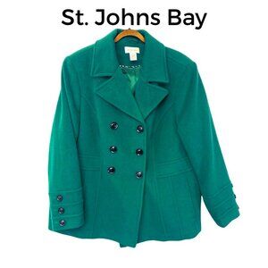 St. Johns Bay Winter Cashmere Wool Blend Coat in Rare Emerald Sz. M
